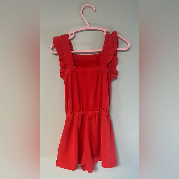 Joe fresh red/orange summer Romper, toddler size 3, flower patter - Picture 3 of 6